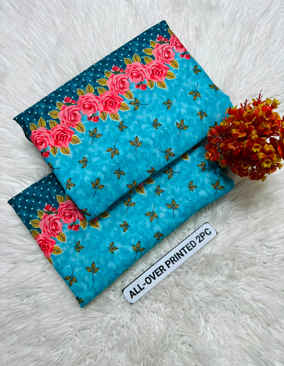 Summer Cotton All over 2pcs Premium Sky Red Roses
