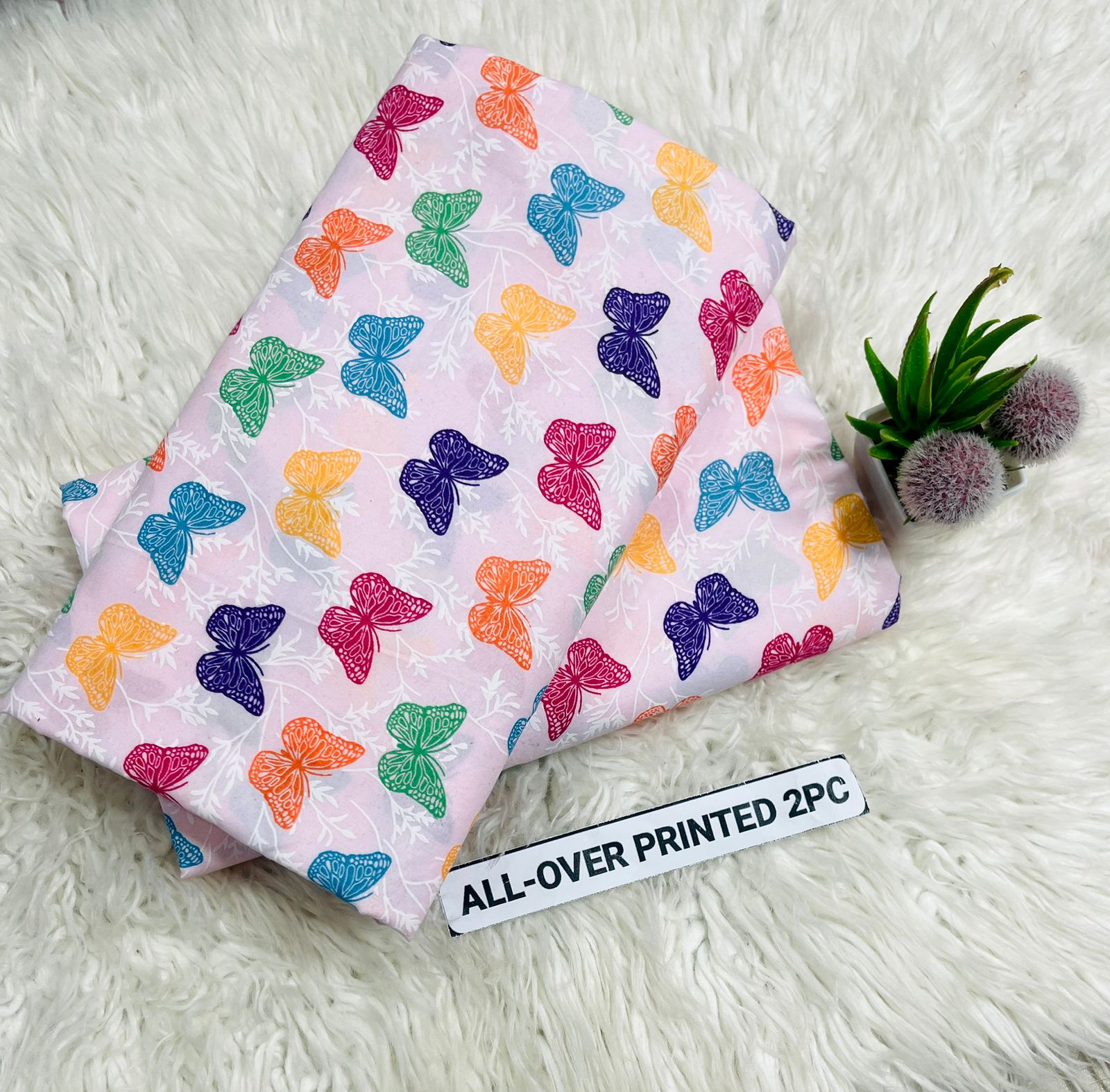 Summer Cotton All over 2pcs Premium Pink Butterfly