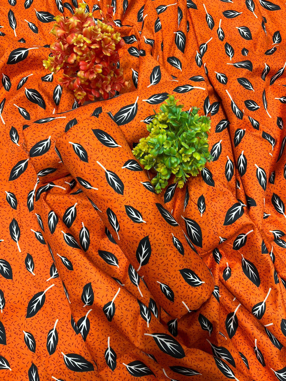Micro Polo Cotton 2pcs Suit Orange Black Leaf