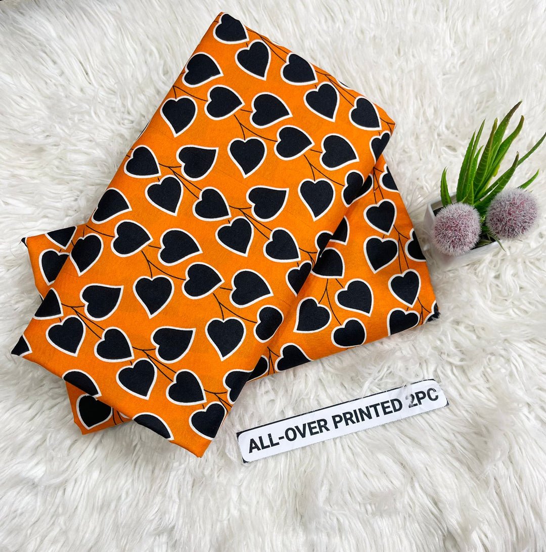 Summer Cotton All over 2pcs Premium Orange Black Hearts