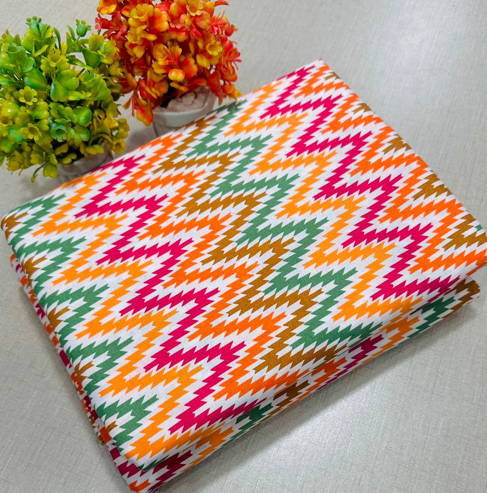 Summer Cotton All over 2pcs Premium Suit Multi Zig Pink