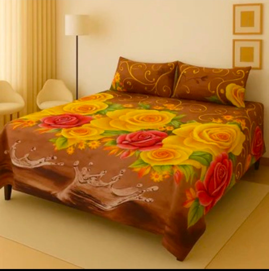 3D Leather Crystal Cotton Bedsheet AM3D-00289