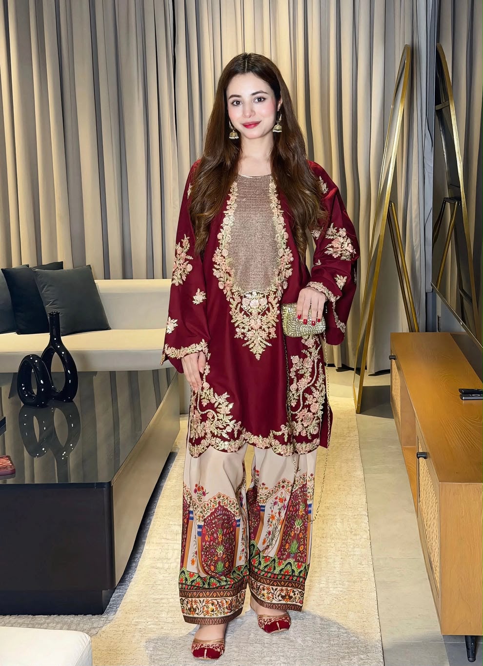 Most Trending Silk Embroidery 2pcs Red