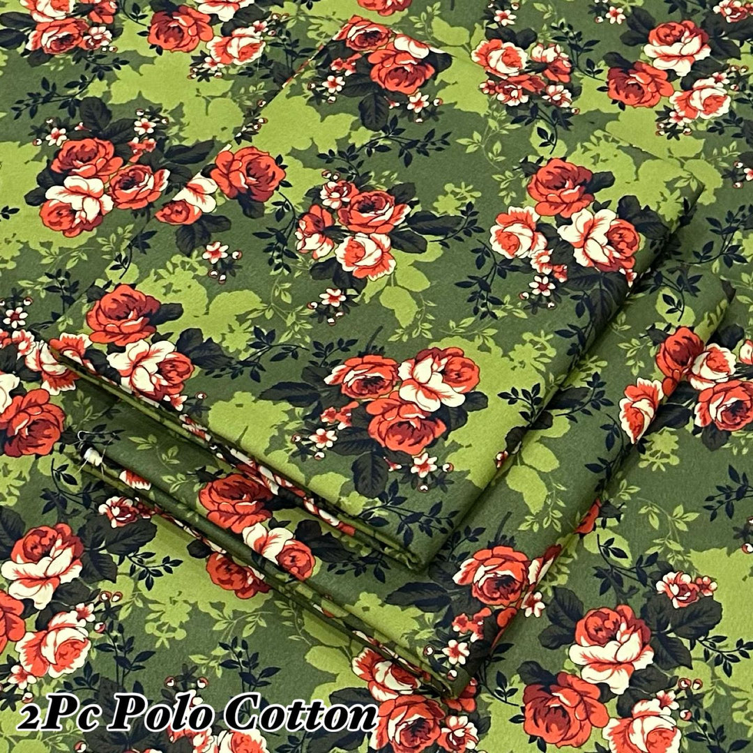 Micro Polo Cotton 2pcs Suit Green Floral org