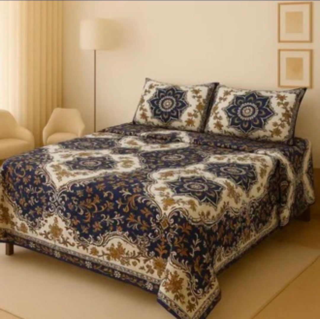 3D Leather Crystal Cotton Bedsheet AM3D-00345