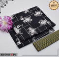 Summer Cotton All over 2pcs Premium Suit Black White Floral