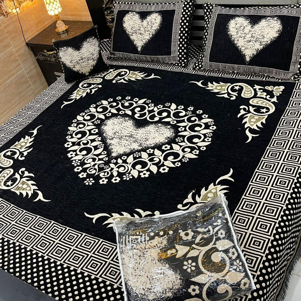 Sweetheart Luxury 4pcs Velvet Jacquard Bedsheet Set