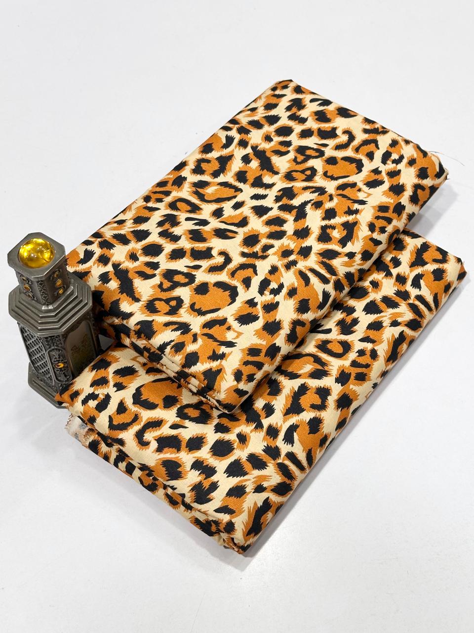 Summer Cotton All over 2pcs Premium Suit brown Tiger