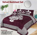 Luxury Velvet Jacquard 5Pcs Bedsheet Set