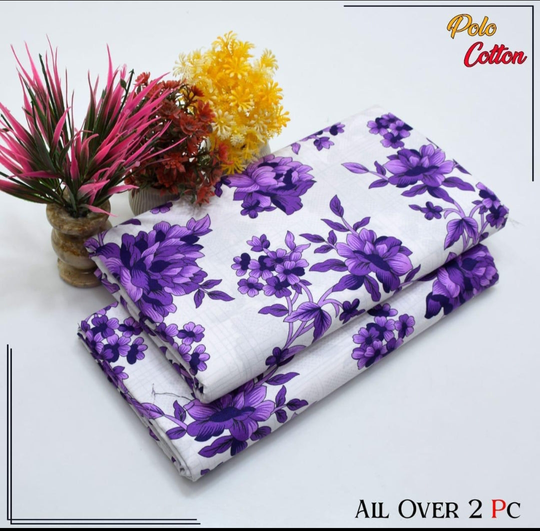 Micro Polo Cotton 2pcs Suit Purple Floral MN