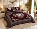 Sweetheart Luxury 4pcs Velvet Jacquard Bedsheet Set Meroon