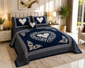 Sweetheart Luxury 4pcs Velvet Jacquard Bedsheet Set Blue