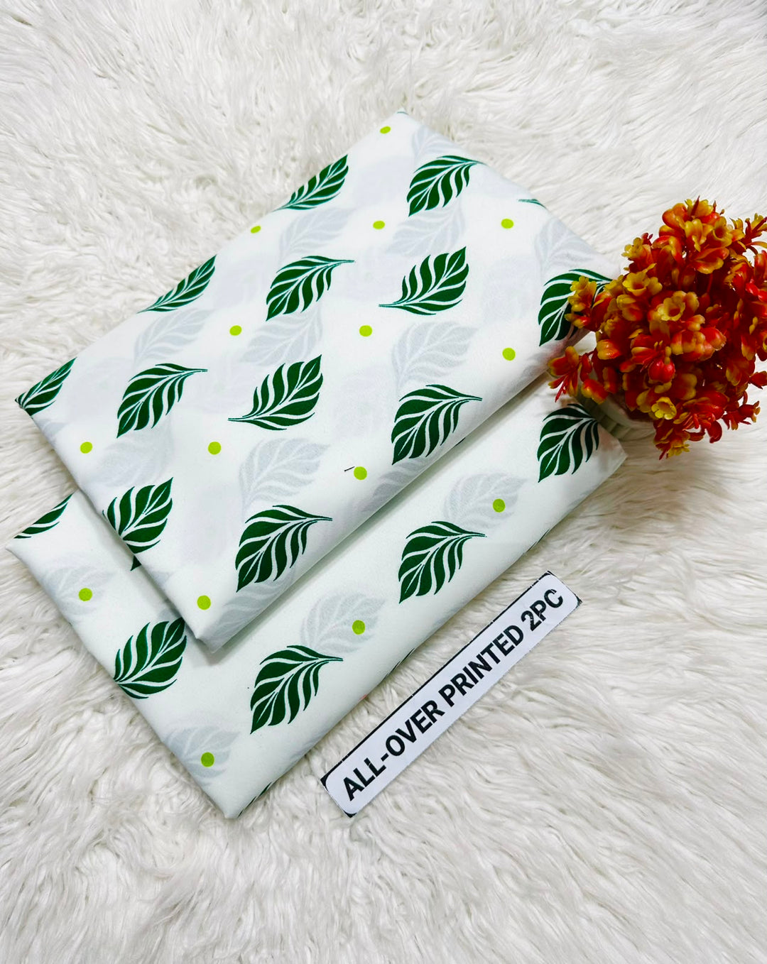 Summer Cotton All over 2pcs Premium Pk white Green