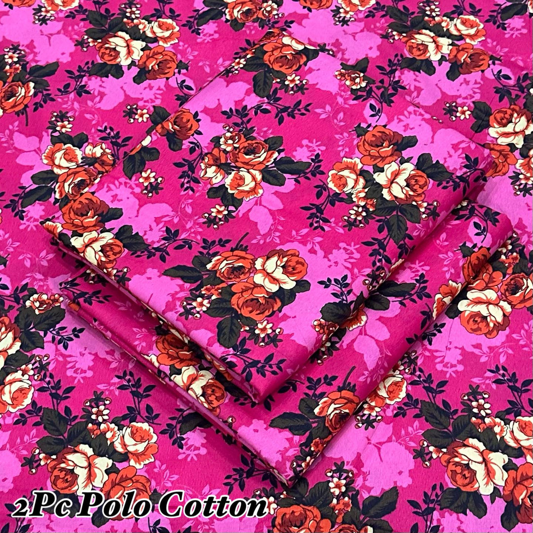 Micro Polo Cotton 2pcs Suit Pink Floral Org