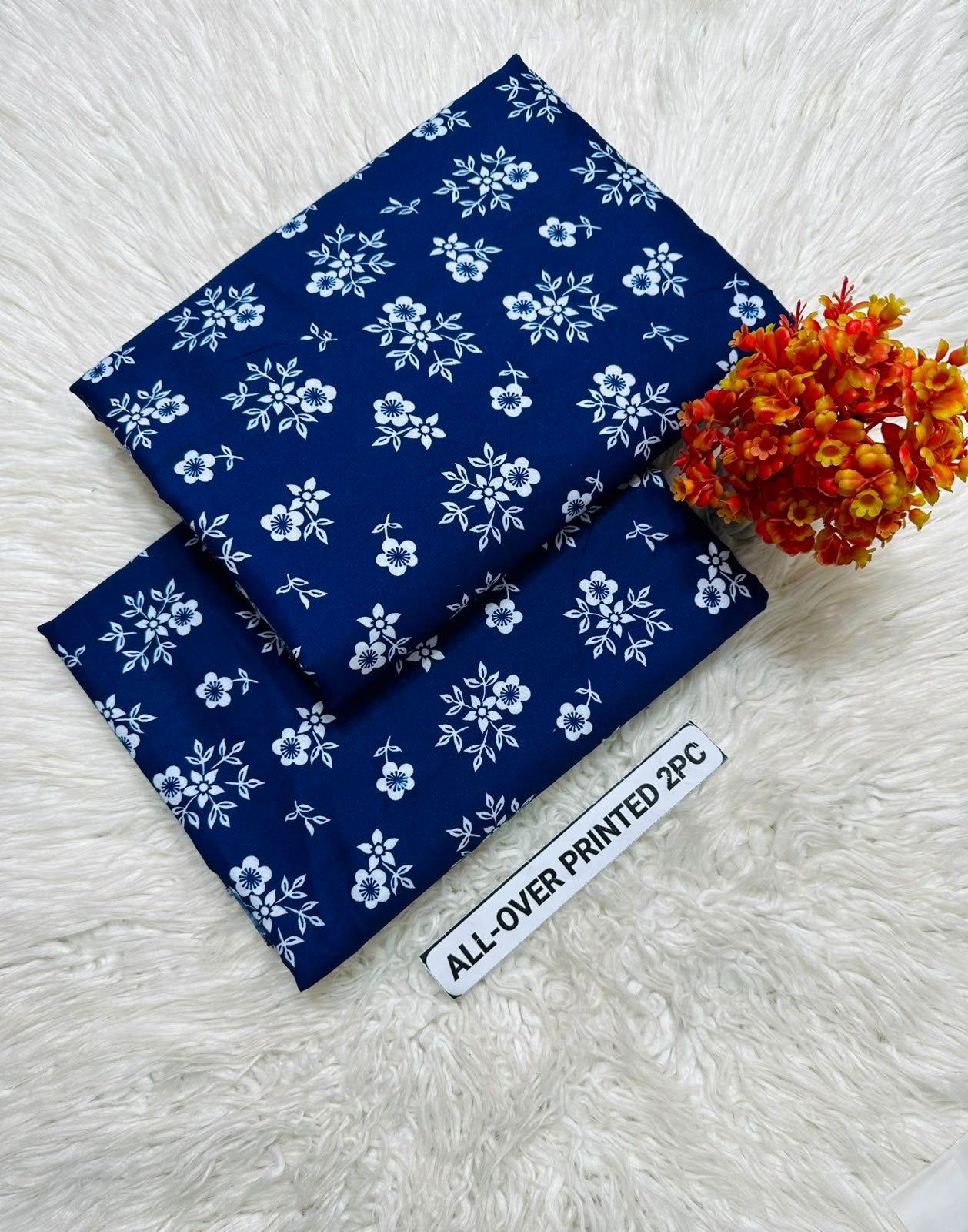 Summer Cotton All over 2pcs Premium Blue White Floral