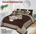 Luxury Velvet Jacquard 5Pcs Bedsheet Set