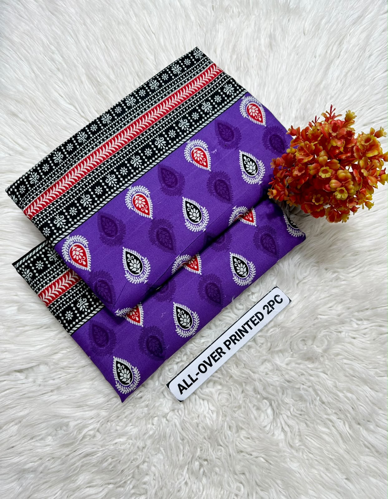 Summer Cotton All over 2pcs Premium Purple St Leafs