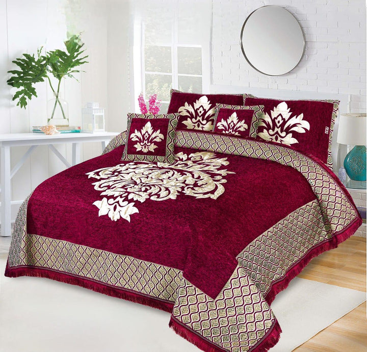 Luxury Velvet Jacquard 5Pcs Bedsheet Set