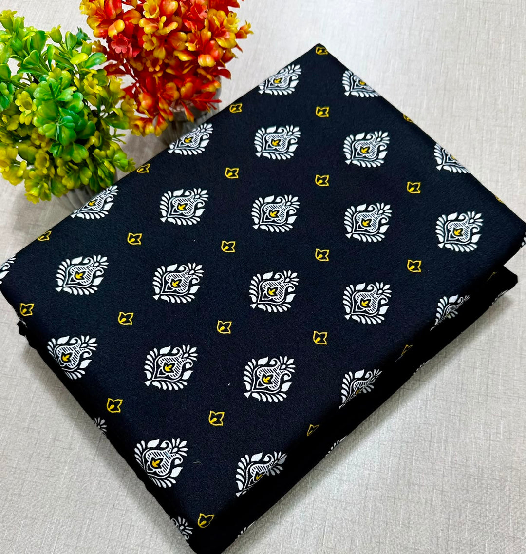 Summer Cotton All over 2pcs Premium Suit Black Nw JMK
