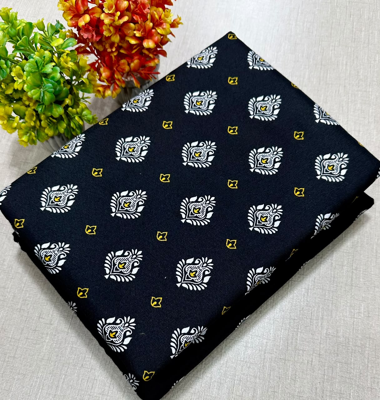 Summer Cotton All over 2pcs Premium Suit Black Nw JMK