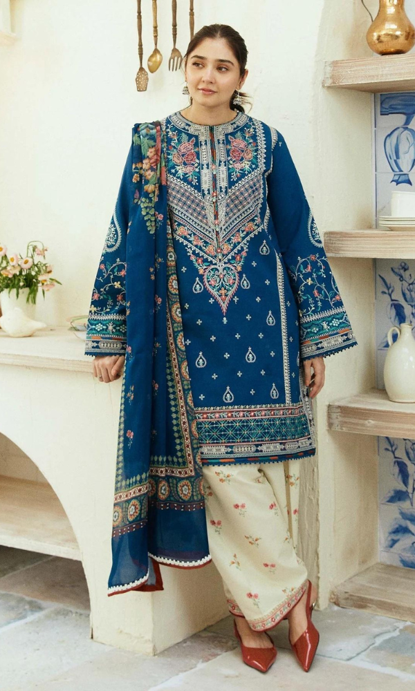 Zara Shahjahan Embroidery Lawn 3pcs Suit