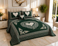 Sweetheart Luxury 4pcs Velvet Jacquard Bedsheet Set Green