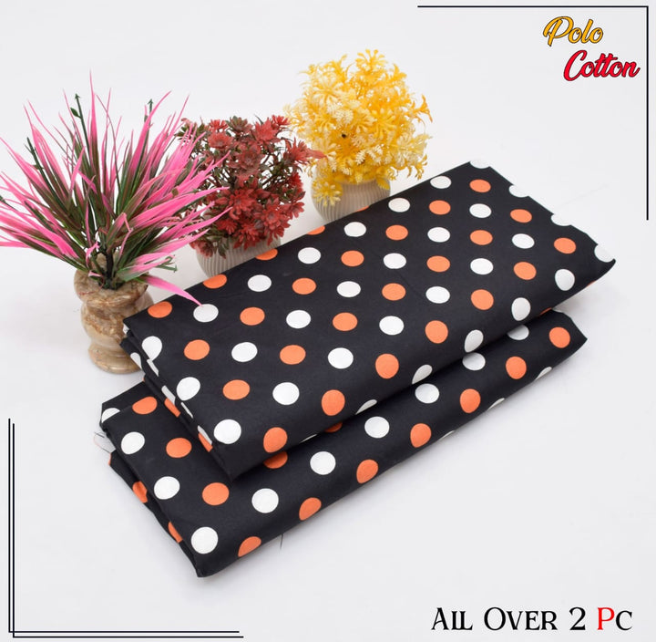 Micro Polo Cotton 2pcs Suit Round Orange white