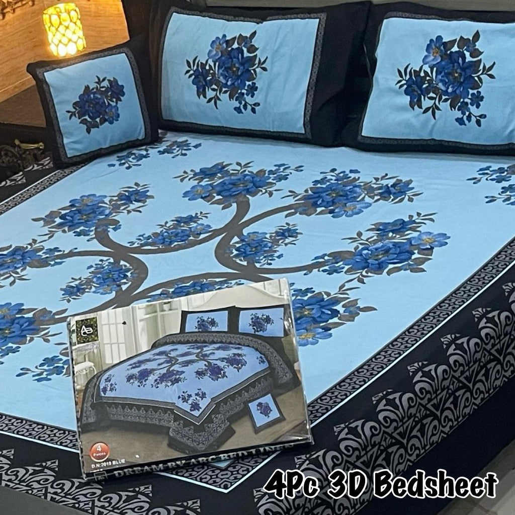 4Pcs 3D Panel Bedsheet Luxury King Size Bedsheets AYPN-00137