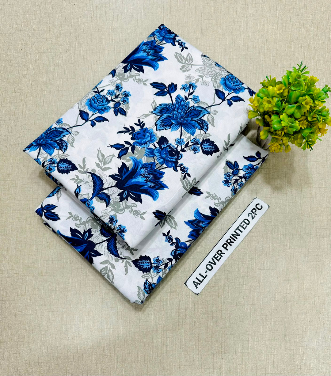 Summer Cotton All over 2pcs Premium Suit Blue Rani