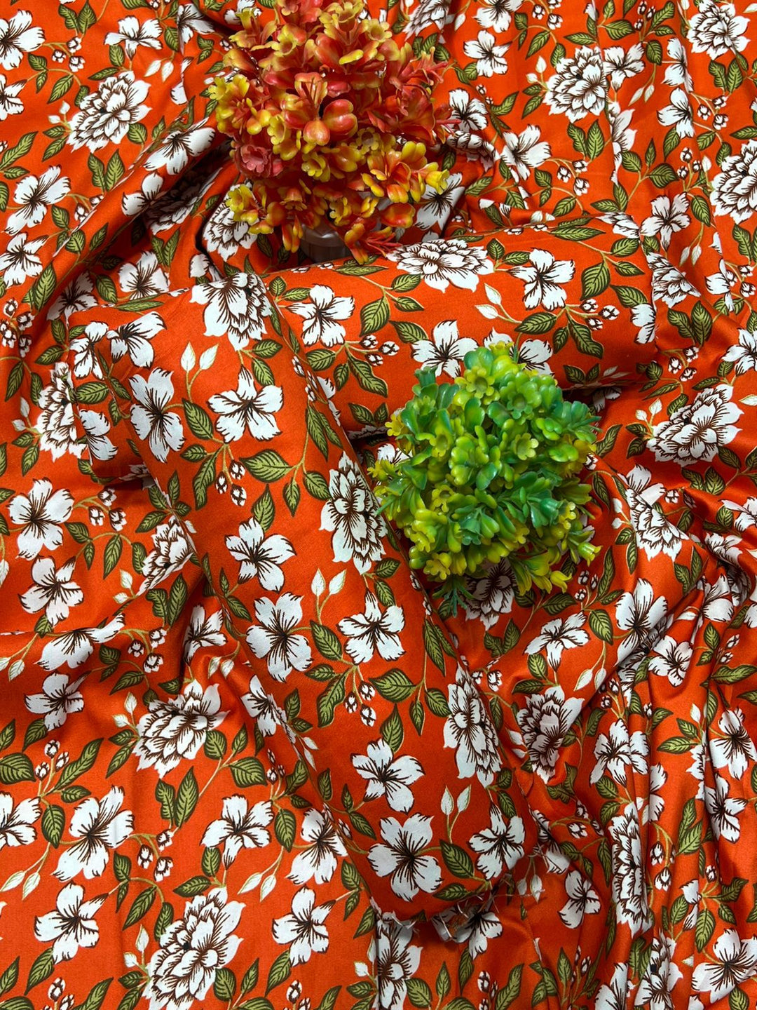Micro Polo Cotton 2pcs Suit Orange White Floral