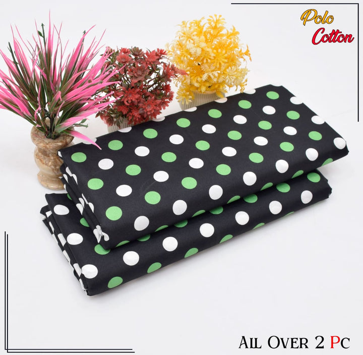 Micro Polo Cotton 2pcs Suit Round Green white