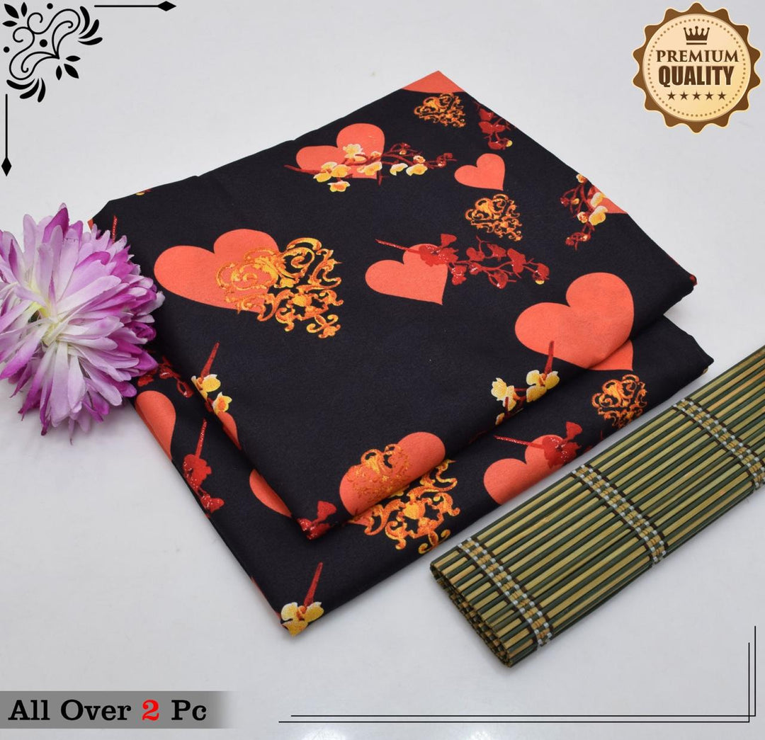 Micro Polo Cotton 2pcs Suit Black Orange Heart