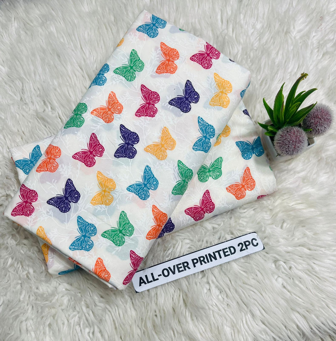 Summer Cotton All over 2pcs Premium White Butterfly