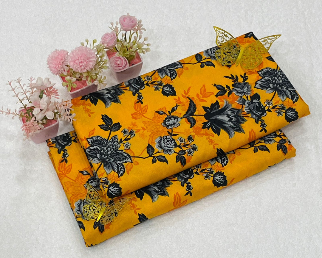 Micro Polo Cotton 2pcs Suit Orange black Big Rose