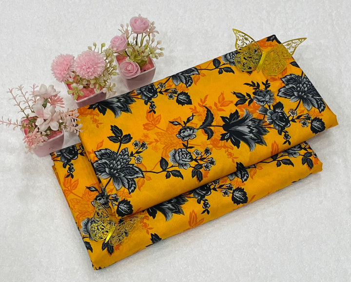 Micro Polo Cotton 2pcs Suit Orange black Big Rose