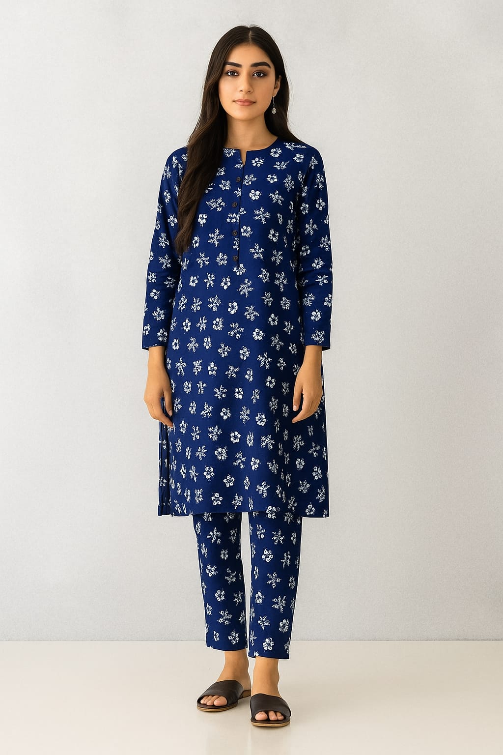 Micro Polo Cotton 2pcs Suit Indigo Petal Dream