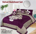 Luxury Velvet Jacquard 5Pcs Bedsheet Set