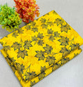 Summer Cotton All over 2pcs Premium Suit Yellow Tran Black Floral