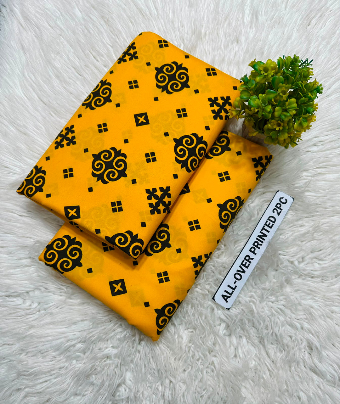 Summer Cotton All over 2pcs Premium yellow Taj