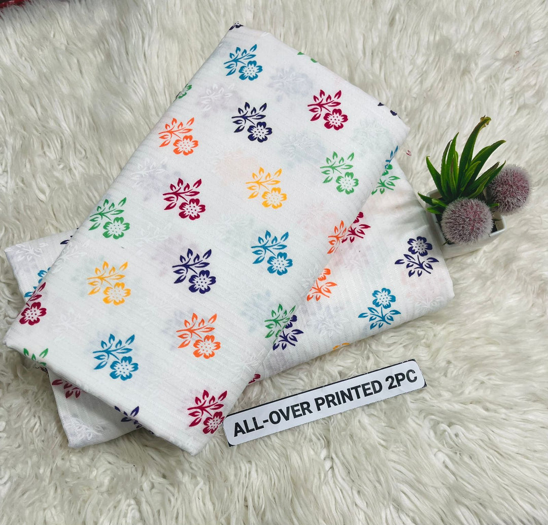 Summer Cotton All over 2pcs Premium White Bt Flr BD