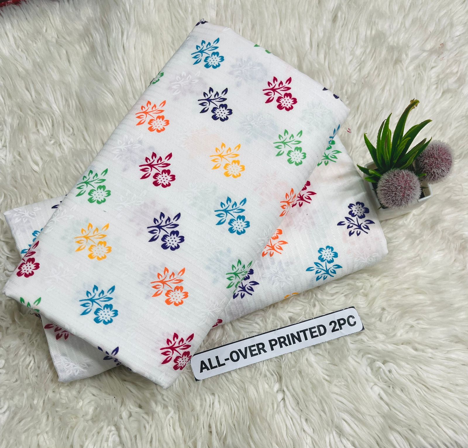 Summer Cotton All over 2pcs Premium White Bt Flr BD