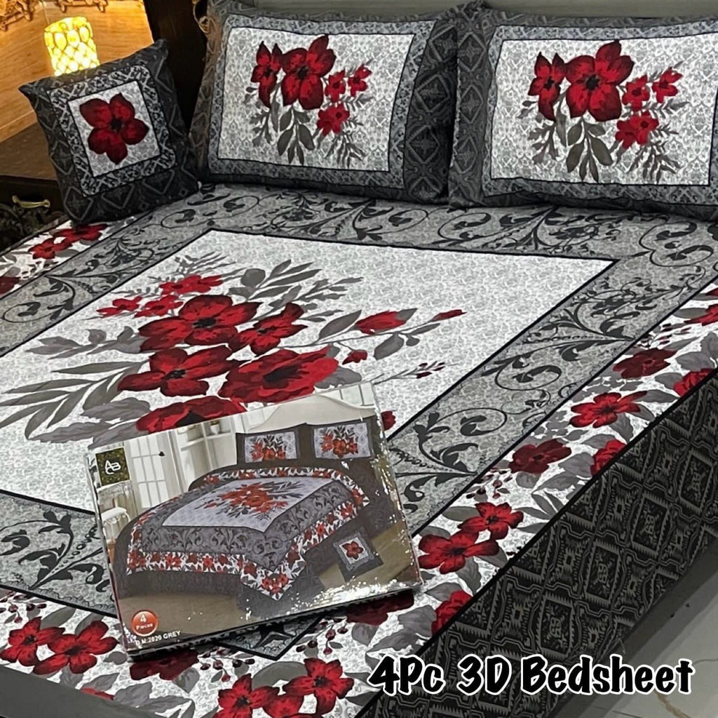 4Pcs 3D Panel Bedsheet Luxury King Size Bedsheets AYPN-00141