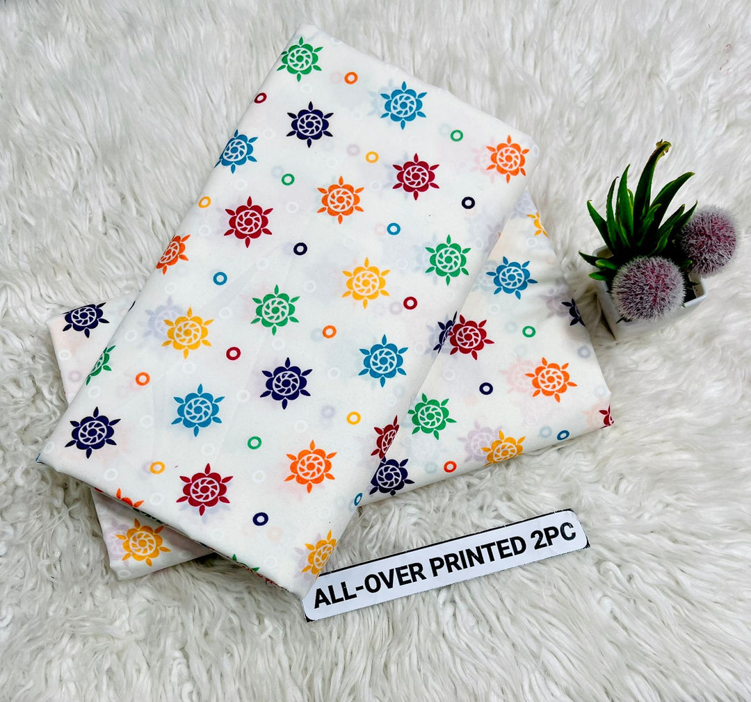 Summer Cotton All over 2pcs Premium White Sun