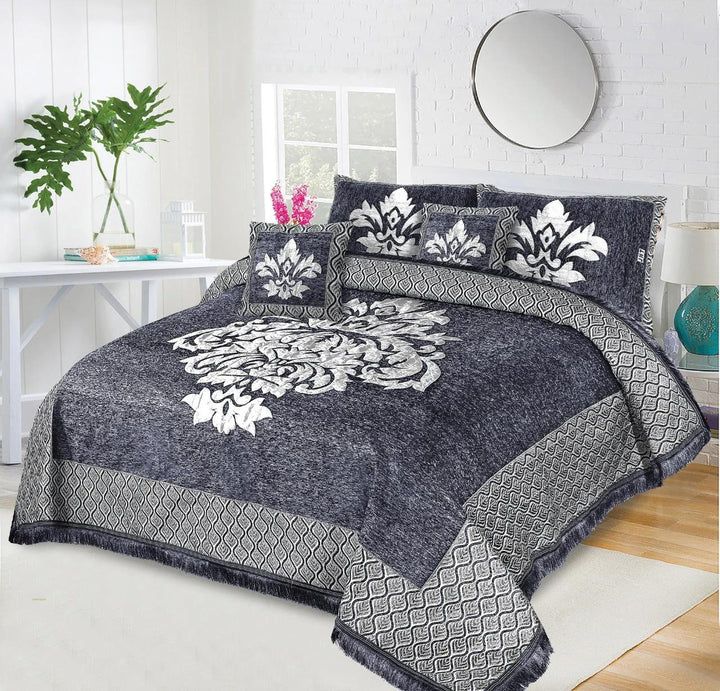 Luxury Velvet Jacquard 5Pcs Bedsheet Set