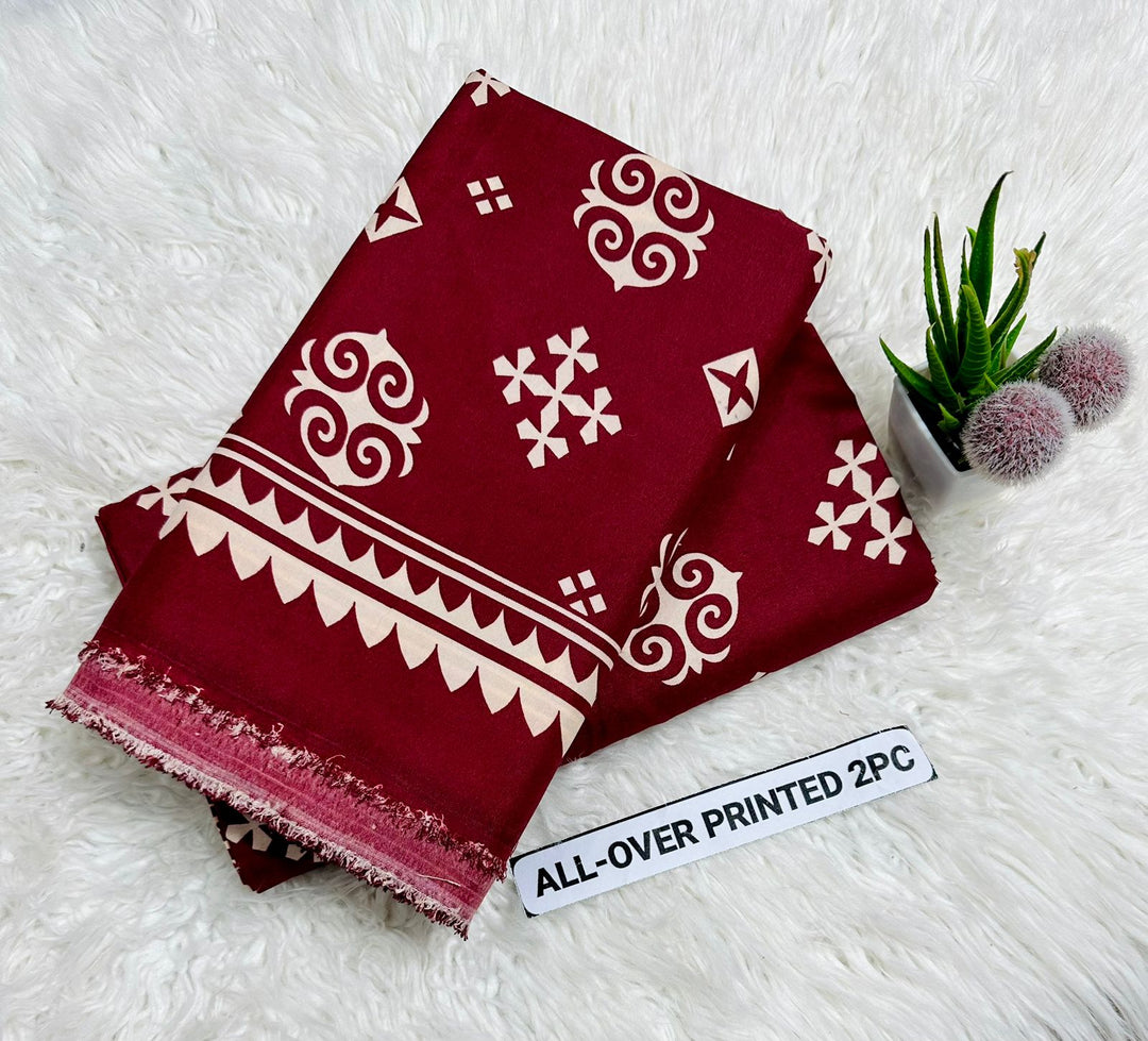Summer Cotton All over 2pcs Premium Meroon Taj