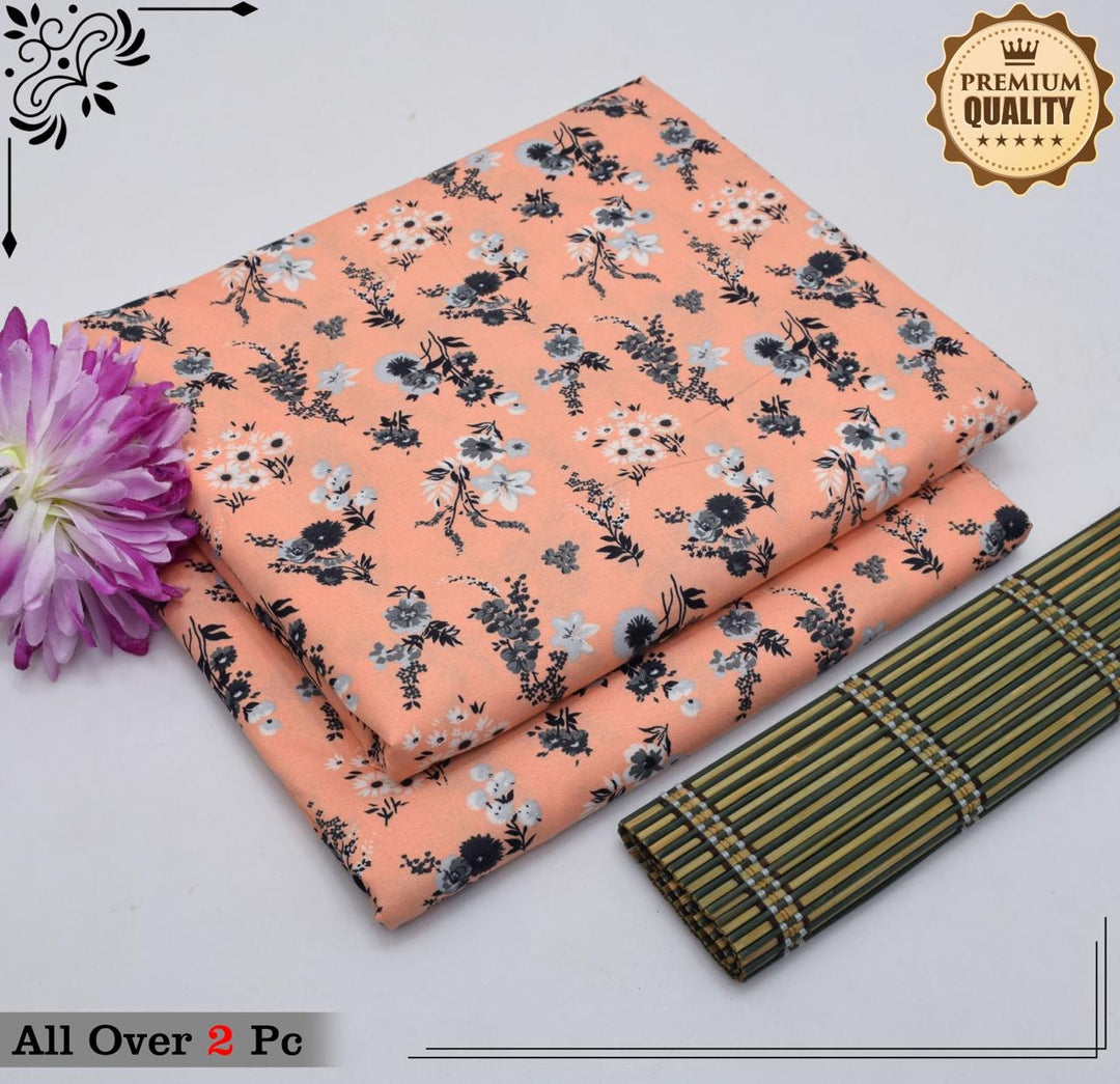 Micro Polo Cotton 2pcs Suit Peach Floral