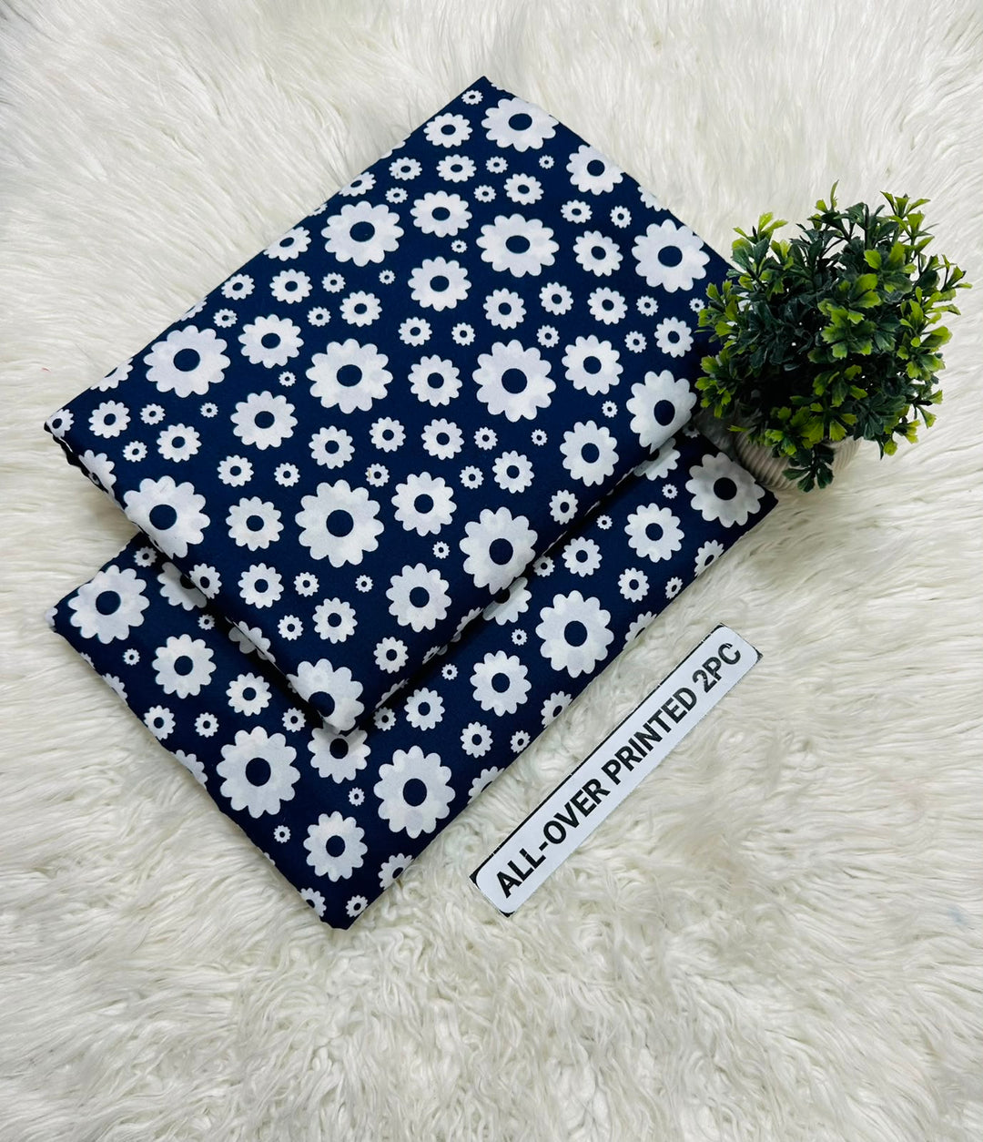Summer Cotton All over 2pcs Premium Black White Round Floral