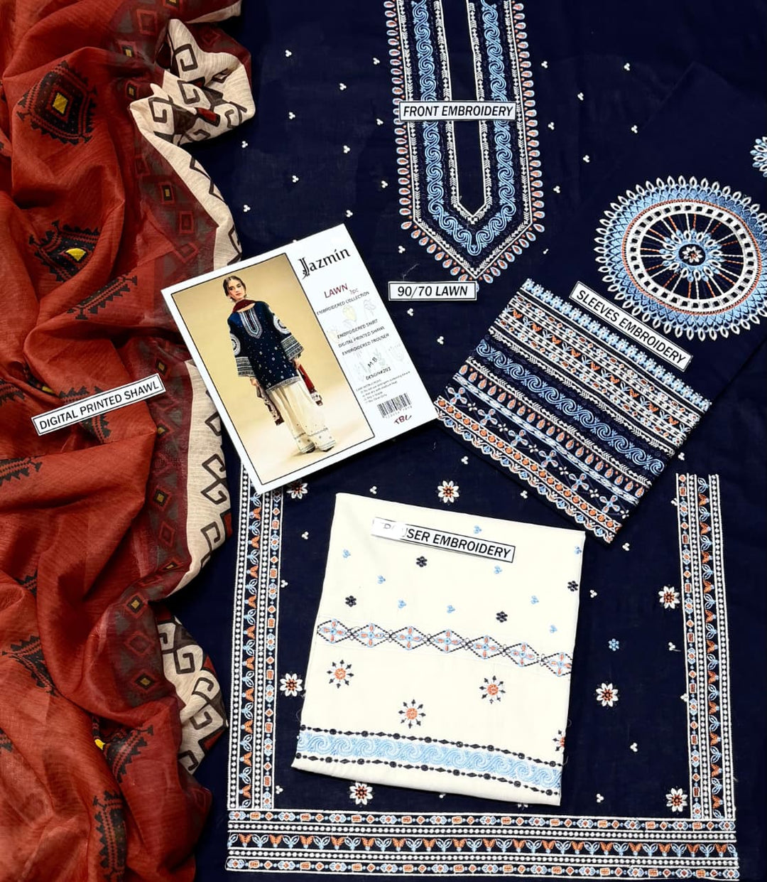 Summer Lawn Embroidery 3pcs Collection AYL3-10714