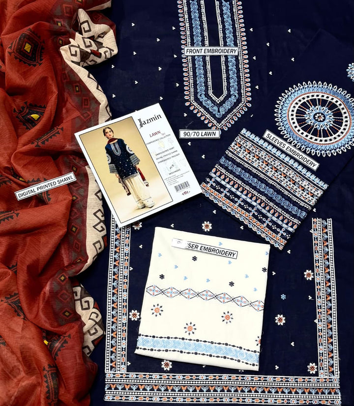 Summer Lawn Embroidery 3pcs Collection AYL3-10714