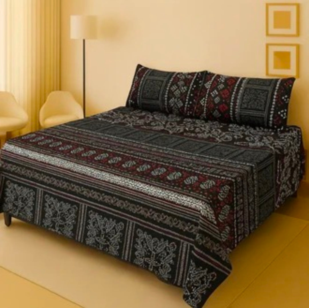 3D Leather Crystal Cotton Bedsheet AM3D-00281